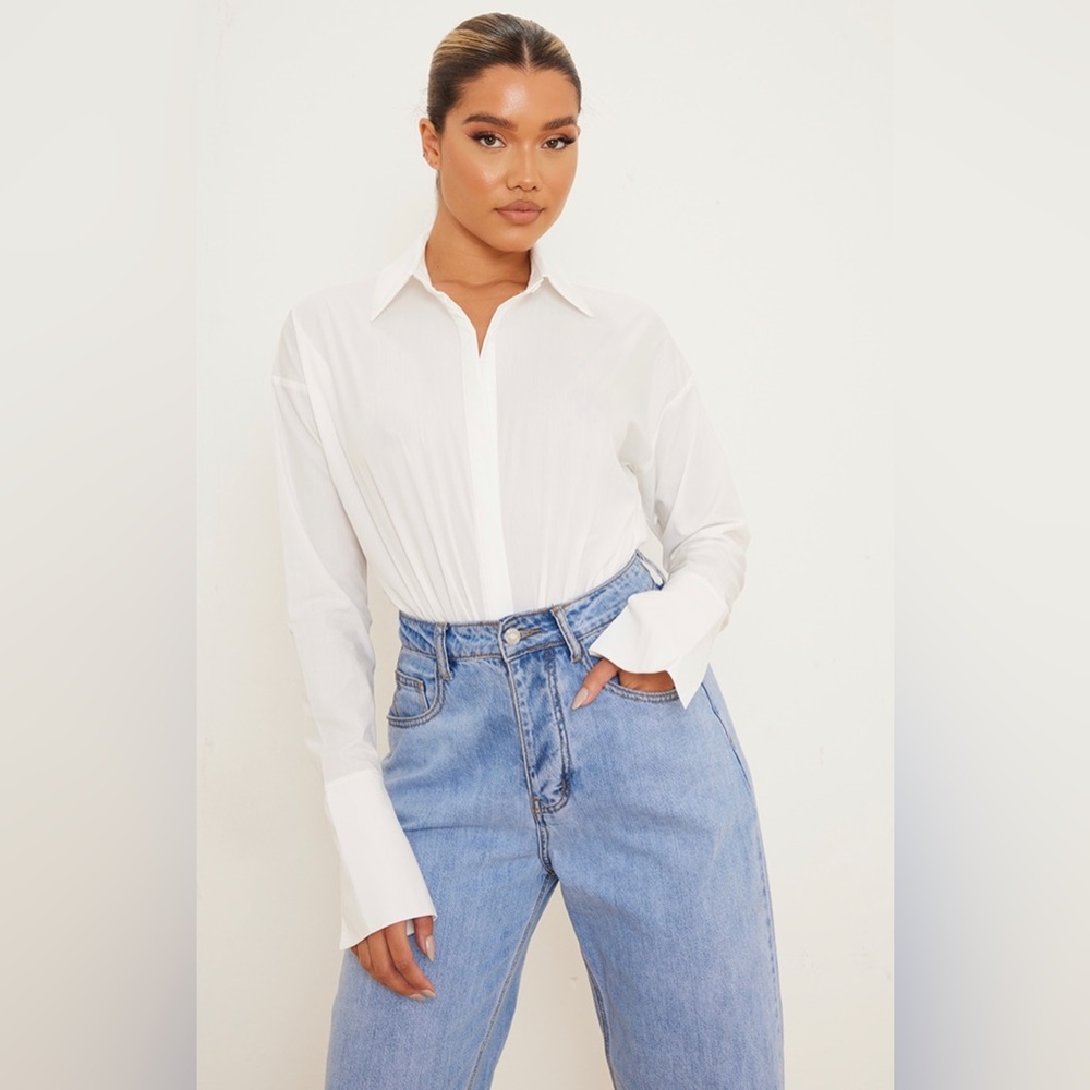 Whit oversized shirt bodysuit